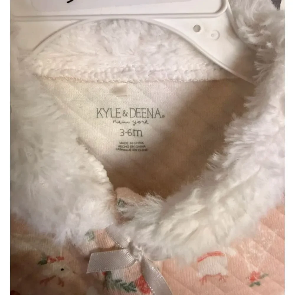 Kyle & Deena Pink Quilted Bear Faux Fur Cuffed Outfit Baby Girls 3-6M 5043